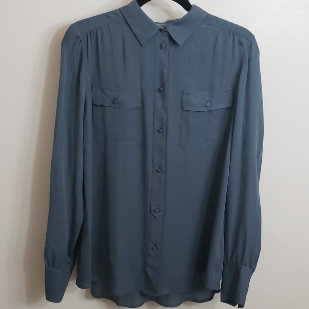 NWT J. Crew long sleeve blouse Blue/Grey size 8T